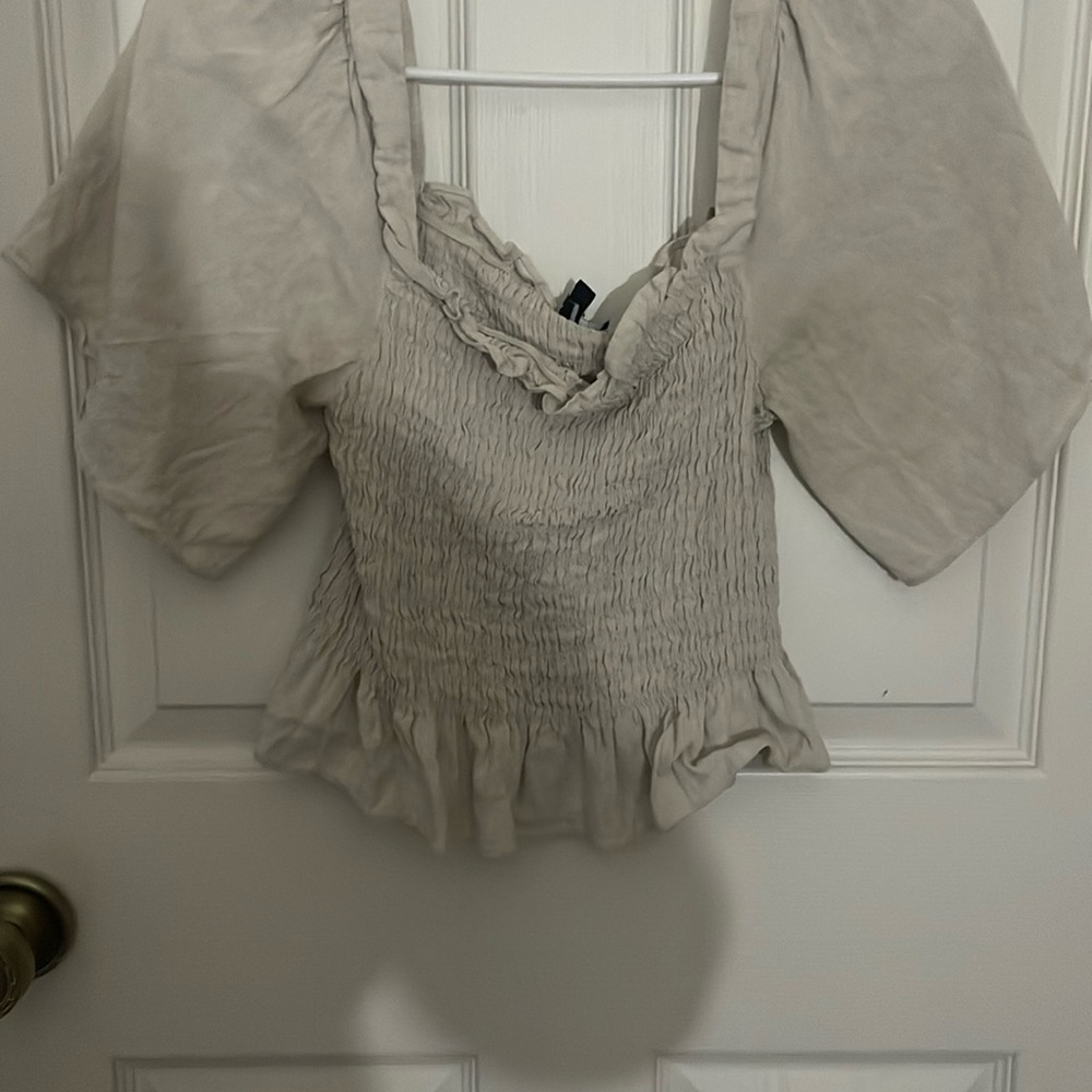 Short sleeve crop top, off-white/beige lulus